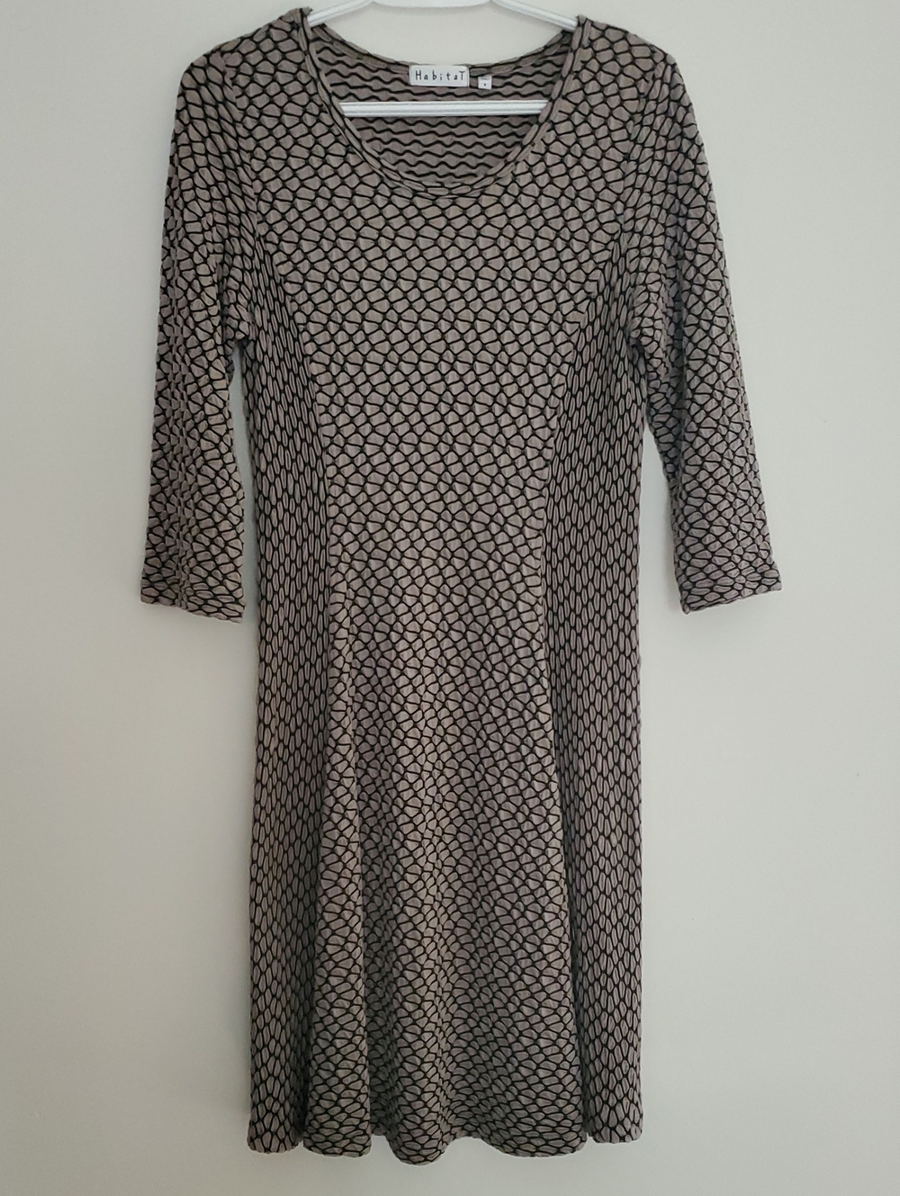 Habitat Taupe and Black Geometric-Print Midi Dress